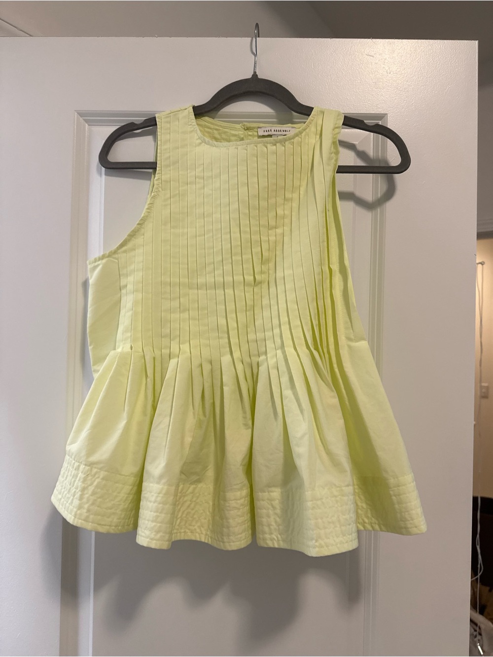 Pleated Sleeveless Peplum Blouse in Lemon by Club Monaco